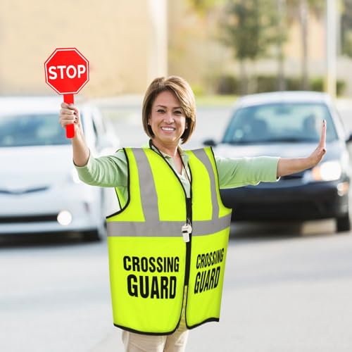 Yewong Adult Crossing Guard Costume Set - Traffic Safety Vest Hand Stop Go Sign Whistle and Gloves for Road Traffic Control Schools Events Costume