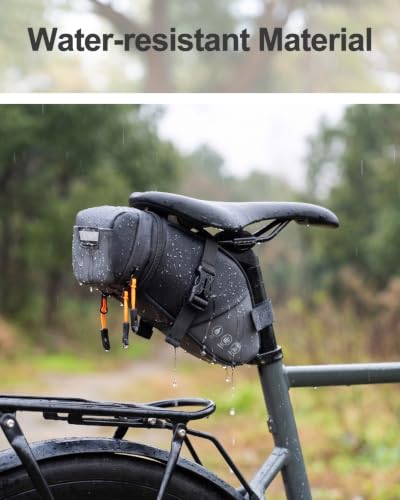 Expandable Waterproof Bike Seat Bag - Black, 1.5-2L