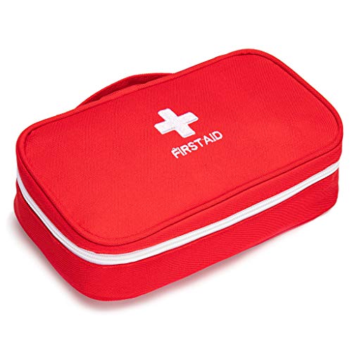 Small Empty First Aid Bag - Red Handle Travel Pouch