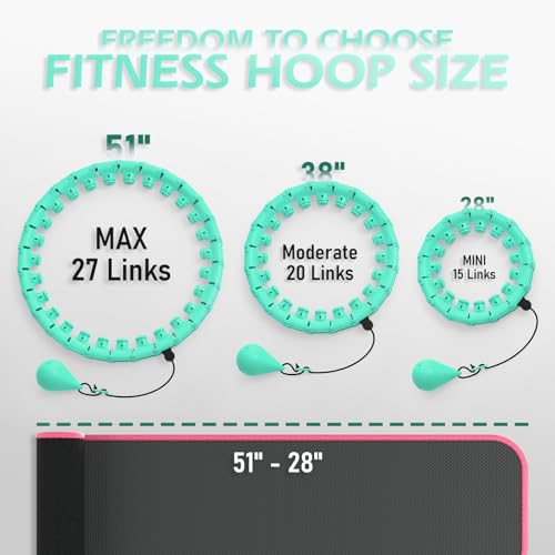 Weighted Hula Hoop for Adults - 51 Inch with Waist Trainer - Cyan