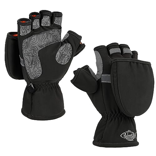 Palmyth Black Large Ice Fishing Gloves Convertible Mittens with Thinsulate - Warm Winter Men Women