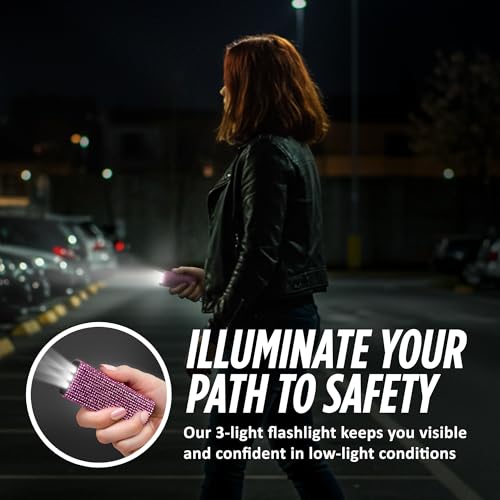 Guard Dog Security Mini Stun Gun Keychain Bling It On, Powerful Stun Gun for Women Self Defense with LED Flashlight, USB Rechargeable, Rhinestone and Compact Design