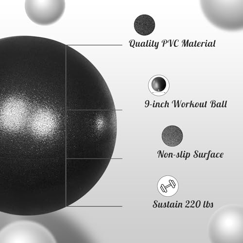 9-Inch Small Pilates Ball for Core Training and Yoga - Black