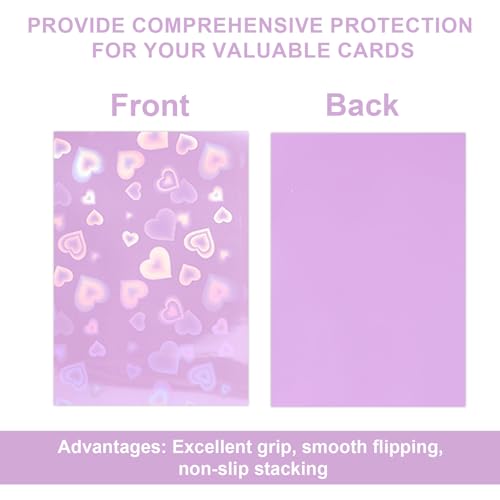 Holographic Heart Card Sleeves - 100 Pack, Purple