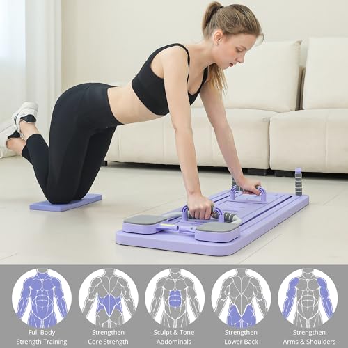 Multi-Purpose Foldable Pilates Reformer Board with Resistance Bands