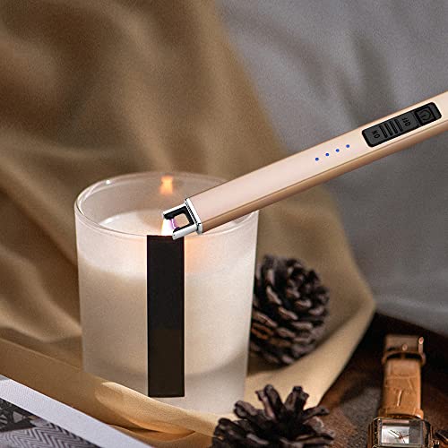 Rechargeable Plasma Arc Candle Lighter with Type-C Cable - Gold