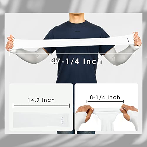 Cooling Sun Sleeves for Men & Women - UV Protection, 3 Pairs White