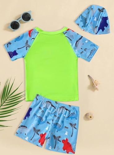 Toddler Boys Dinosaur Rashguard Swimsuit Set - 4-5T Green