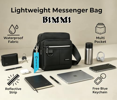 BIMMI Small Waterproof Crossbody Messenger Bag for Men - Black