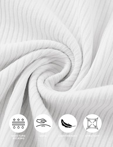 Cotrasen Men's White Ribbed Tank Top Large Fitness Sleeveless Gym T-Shirt