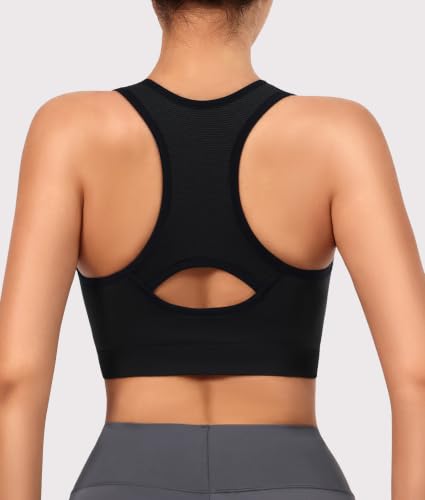 Double Couple 3X-Large Sports Bras for Women High Impact Racerback Support Black Grey