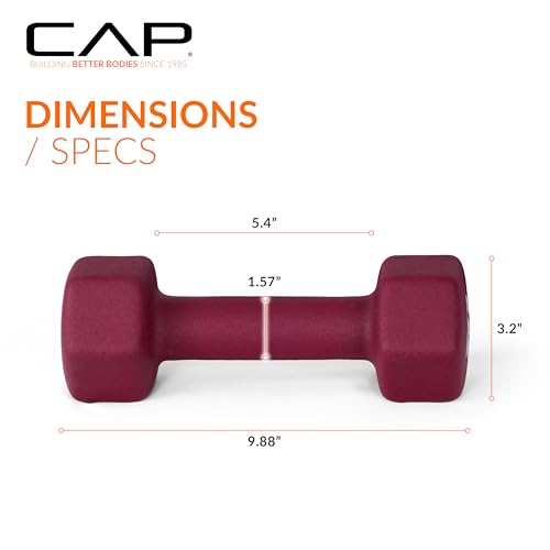 10 lb Neoprene Dumbbell Weights - Crimson Pair for Strength Training