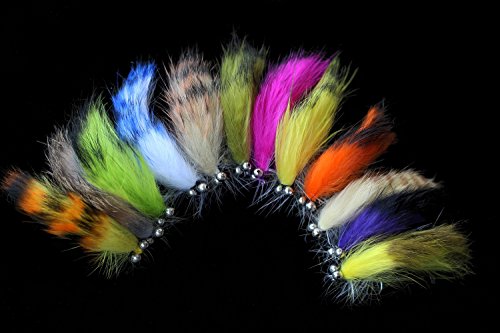 Tigofly 12pcs Weighted Zonker Streamer Trout Flies #6 for Fly Fishing