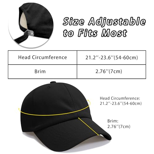 NPQQUAN Black Classic Low Profile Baseball Cap Dad Hat Adjustable Unisex