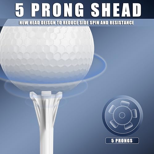 CHAMPKEY White 3-1/4 Inch Golf Tees 100 Pack - Longer Distance & Stability