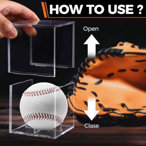 2 Pack Acrylic Baseball Display Case - UV Protected Holder for Official Size Balls
