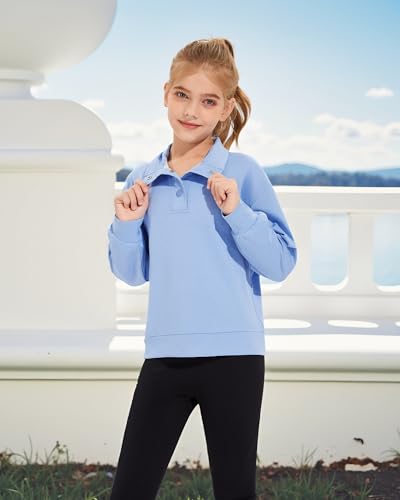 Girls Long Sleeve Collared Pullover Sweatshirt - Blue, 13-14 Years