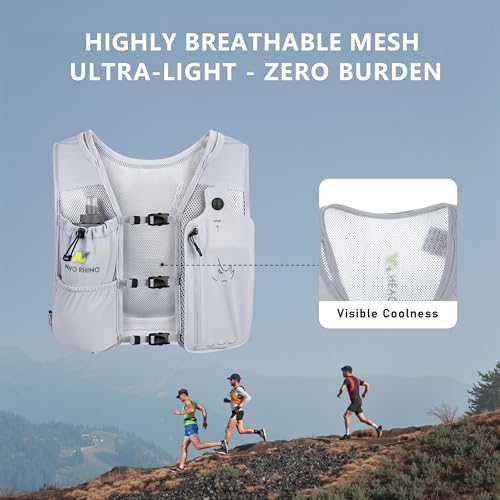 Gray N NEVO RHINO Running Vest with 350ML TPU Soft Flask, Adjustable Chest