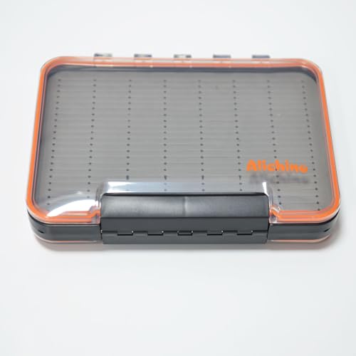 ALICHINO Large Waterproof Fly Box for Fly Files Ice Jig Storage 9x6.5x1.9 Inch Grey Foam Insert