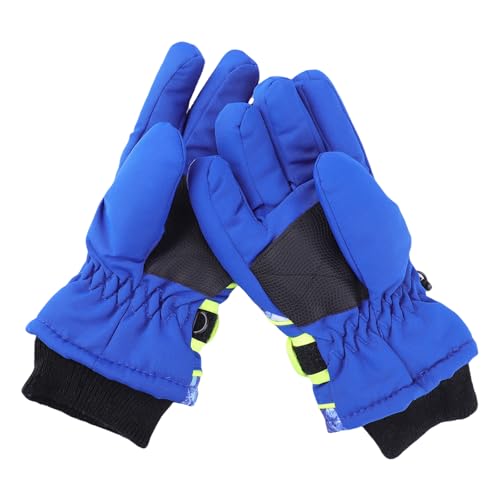 Kids Winter Gloves - Windproof Thick Snowboard Mittens, Blue, 4-7 Years