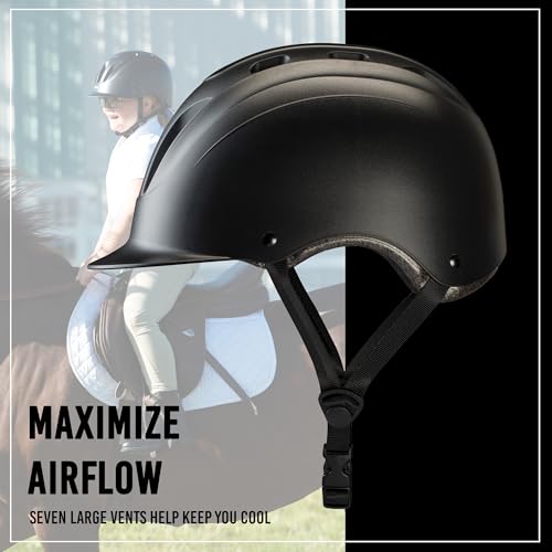 Lightweight Adjustable Horse Riding Helmet - Black, Small