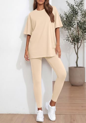 BTFBM Two-Piece Lounge Set for Women with Oversized Shirt & Leggings