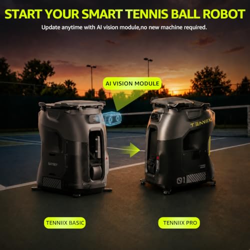 Portable Tennis Ball Machine - 75MPH, 4H Runtime, Voice Control - Black