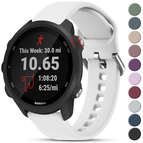 Soft Silicone Replacement Band for Garmin Forerunner 55/245 - White, Small