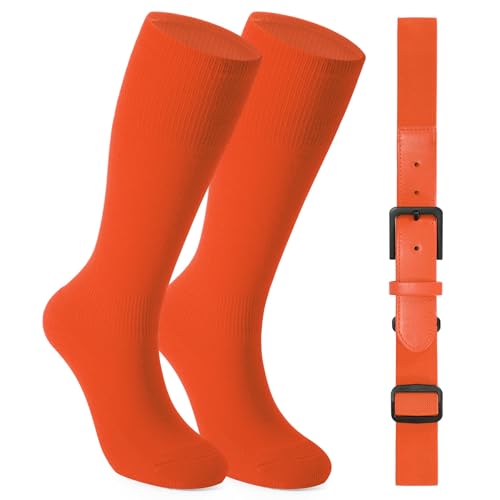 Baseball Socks & Adjustable Nickel-Free Belt - G-Orange