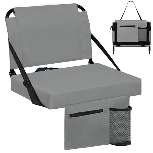 Stadium Seat with Back Support and Cushion - Grey