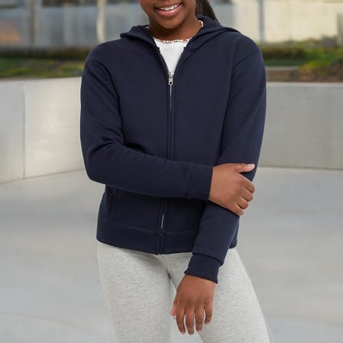 Hanes Girls' ComfortSoft EcoSmart Full-Zip Hoodie Medium Navy