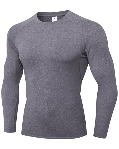 Men's Long Sleeve Compression Thermal Shirt - Grey, X-Large
