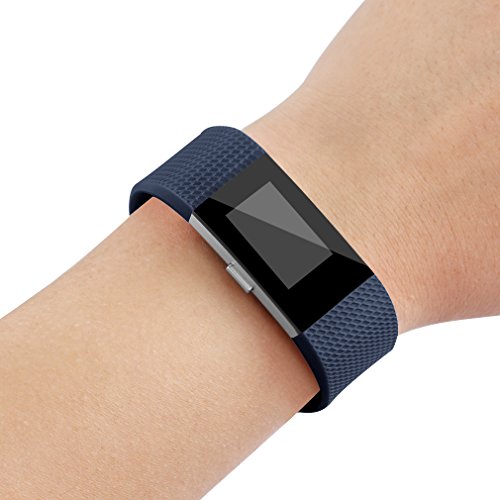 Sport Bands for Fitbit Charge 2 - 3 Pack Adjustable Replacement Wristbands - Small, Black/Purple/Navy Blue
