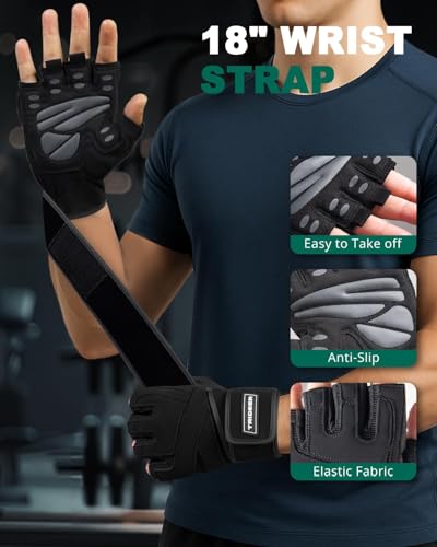 Weight Lifting Gloves with Wrist Support - Black, Large