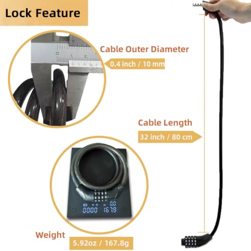 32-Inch Resettable Combination Cable Lock - Braided Steel Bike Lock