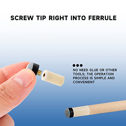 12mm Soft Billiard Cue Tips - 10 Pcs Screw-On Replacement