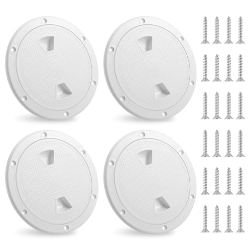4 Pack 4-Inch Boat Hatch Circular Non-Slip Inspection Hatch Covers with 24 Screws