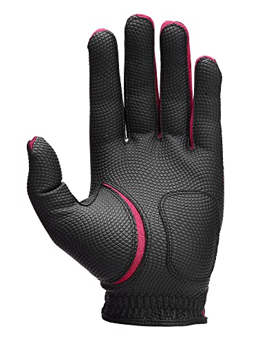 Handy Picks Men's Golf Glove Black Red Medium Japanese Synthetic Leather 4-Way Stretch