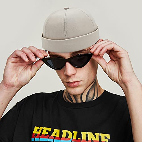 Cotton Brimless Docker Cap - Adjustable Sailor Skullcap Beanie