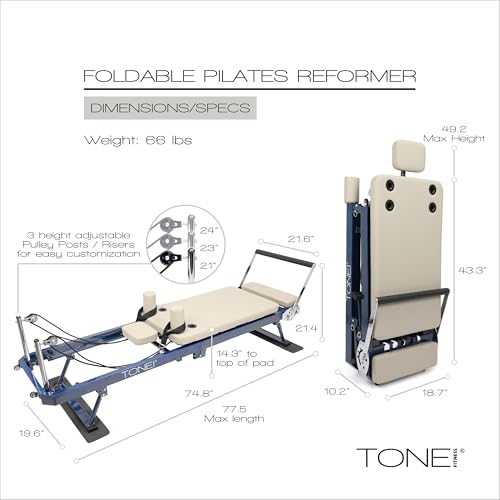 Foldable Pilates Reformer - Portable Home Workout Equipment with Adjustable Resistance Bands