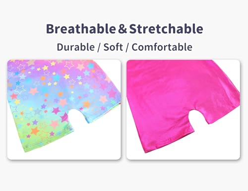 Sleeveless Sparkly Gymnastics Leotards for Girls - 4-5T Rainbow Stars & Rose Red