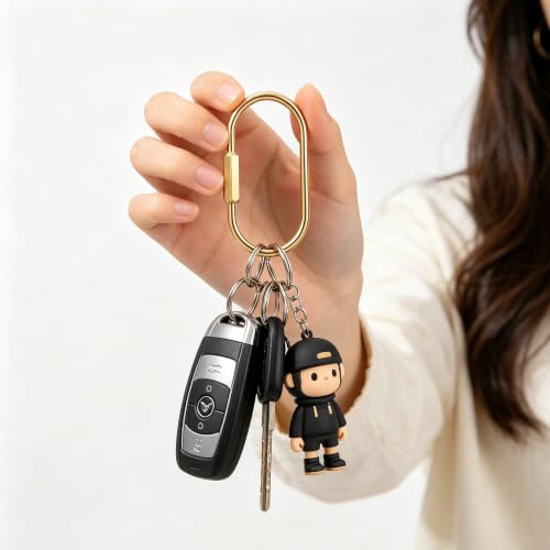 Gold Brass Key Rings Organizer - 4 Pcs Screw Lock Carabiner Clip