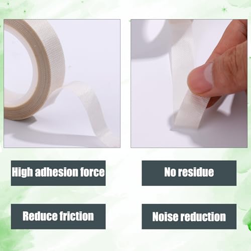 2 Rolls 0.51inx32.81ft PTFE Low Friction Tapes, Drawer Slide Glide Tape Abrasion Squeak Resistant Surface Protection Tape for Wood Drawer Cabinet Curtain Furniture(White)