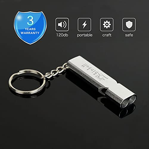 Aluminum Alloy Double-Tube Whistle - 2 Pack - Silver