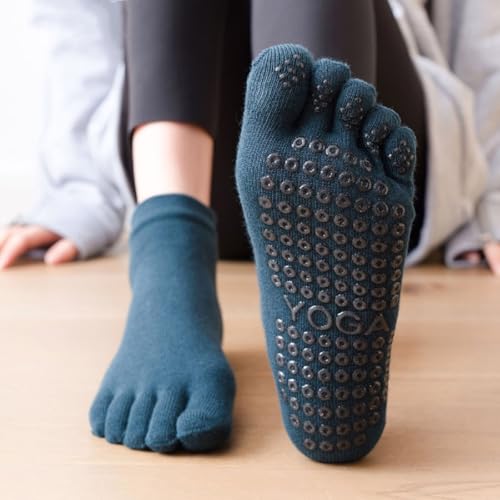 Non-Slip Five Toe Socks for Yoga & Pilates - Combed Cotton - Light Green