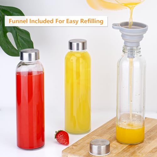Zukro 18 oz Glass Water Bottles with Stainless Steel Leak-Proof Lids - 12 Pack