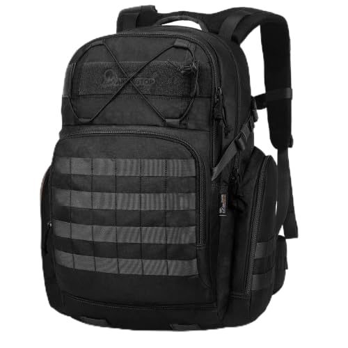 Mardingtop 40L Tactical Backpack Black – Large 3-Compartment Molle Rucksack for Hiking Gear