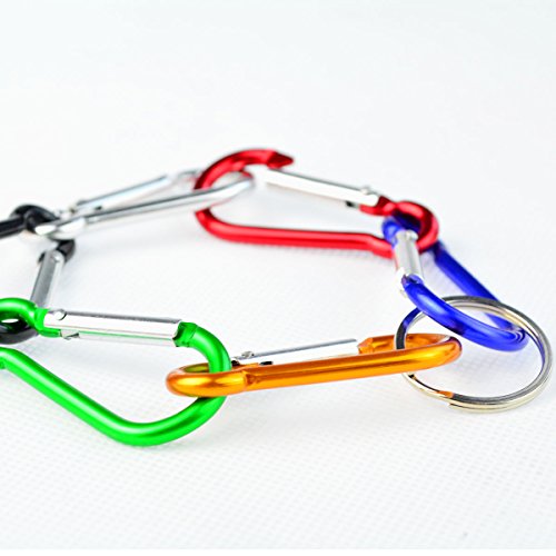 30pcs Multicolor Carabiner Clips with Keyrings - Lightweight D-Ring Hooks