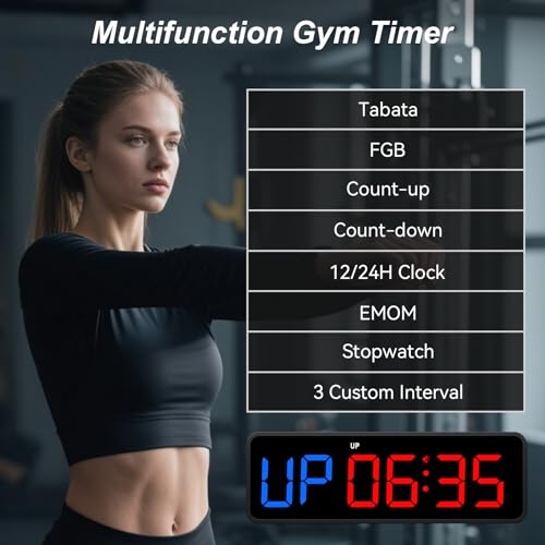 Portable Gym Timer Clock with Remote Control - Digital Fitness Timer