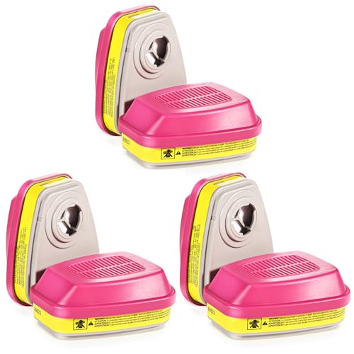(3 Pair) 60923 Respirator Cartridge Particulate Filter, for 6000, 7000 and FF-400 Series Masks, Effective Filtering Organic Vapors, Acid Gases, Chemical, Dust ¡¦